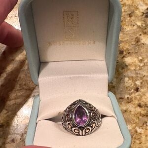 Sterling Silver & 14k gold accent Amethyst Ring
